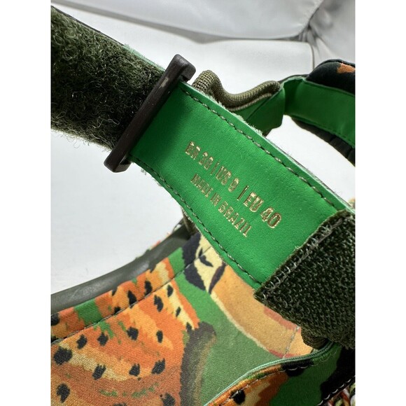 Farm Rio Sandals Women's Size 9 Green Toucans Flatform Raffia Green Multicolor - Picture 11 of 16